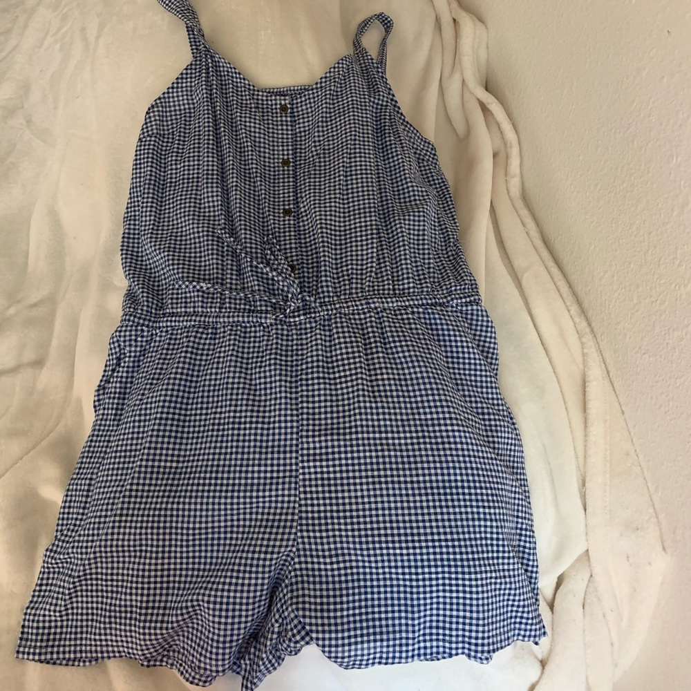 Checkered Romper with button down front